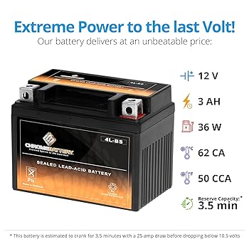 Amazon.com: CB CHROMEBATTERY YTX4L-BS 12 V 50 CCA AGM